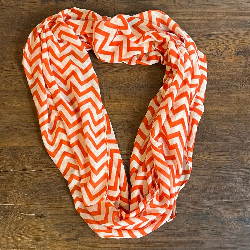 Orange and white chevron scarf or wrap